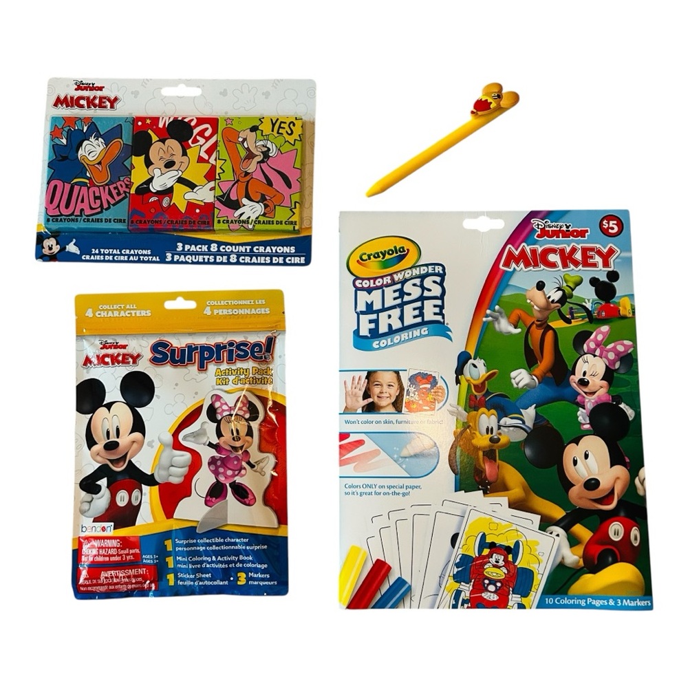 New Activity Lot set Mickey Mouse Coloring bundle: Crayons, pen, and more